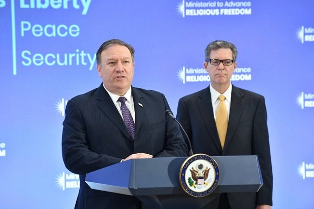 Secretary of State Mike Pompeo and Ambassador-at-large for Religious Freedom Sam Brownback at the U.S. Ministerial to Advance Religious Freedom