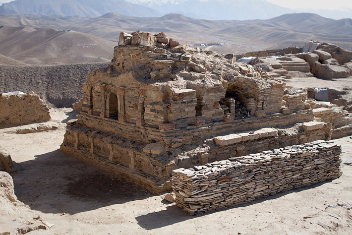 Buddhist stupa, or shrine, at Mes Aynak in Afghanistan. (Photo by Jerome Starkey, Creative Commons)